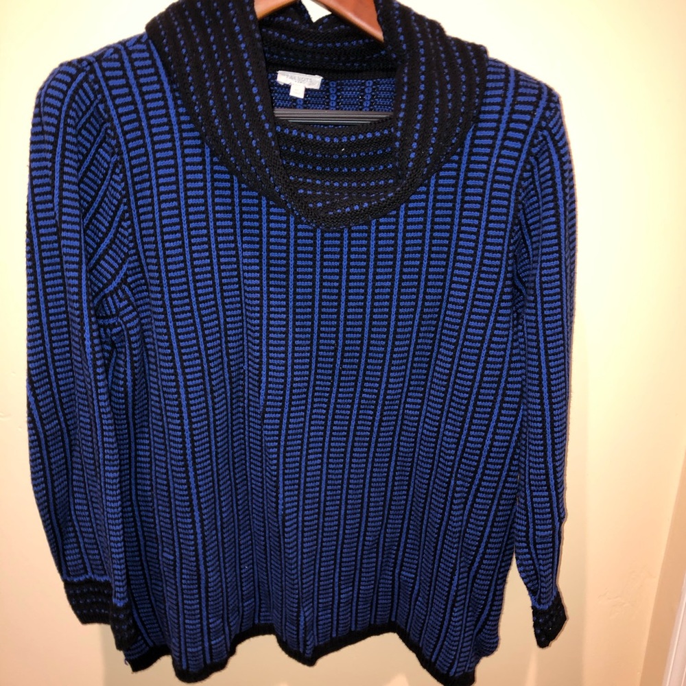 Blue and Black Cowl Neck Sweater